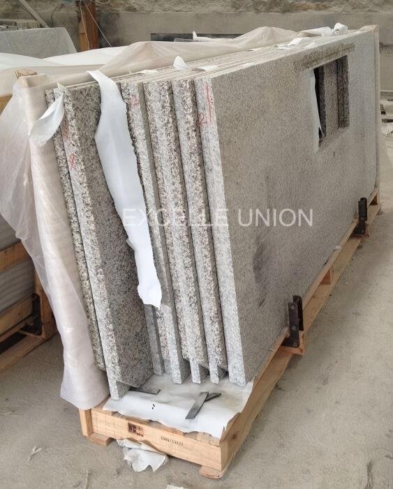 Batch fabricated granite kitchen countertops for apartment project